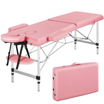 Cama de masaje de aluminio para salón facial cama spa 2 pliegues portátil cama de extensión de pestañas Foto 1 de 4