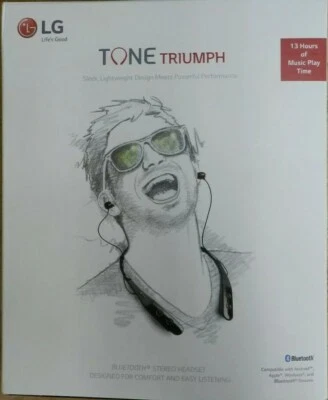 NEW LG Tone Triumph Bluetooth Wireless  Headset Neckband Headphone -Black SEALED - Image 1 of 2