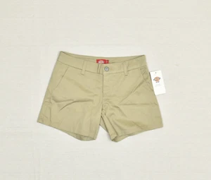 NEW Dickies Women Bermuda Chino Shorts Zip Solid Cotton Beige Size 5 - Picture 1 of 8