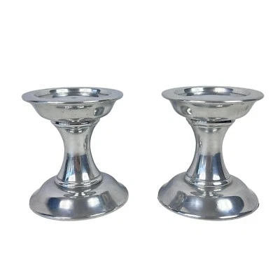 Пара полированных алюминиевых подсвечников Pottery Barn домашний декор 5 дюймов ЧИТАЙТЕ - Изображение 1 из 4