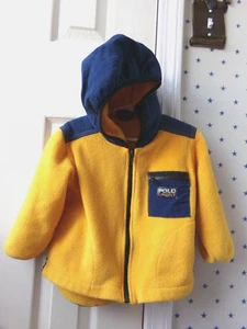 Giacca pile vintage ragazzo RALPH LAUREN 2T color block POLO sport GIALLO retrò y2k - Foto 1 di 9