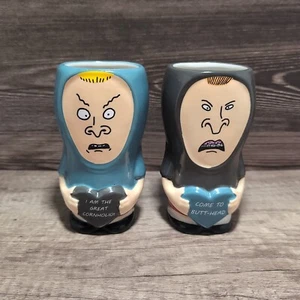 New Beavis Butthead Mug Cup Valentines Ceramic Gray Blue *PAIR* Zak! Cornholio - Picture 1 of 11