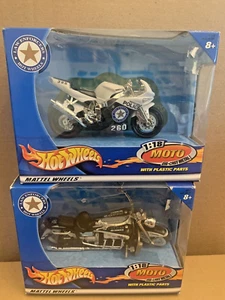 T173 2 New Hot Wheels Law Enforcers Motorcycles 2002 #47115 & 47111 by Mattel - Picture 1 of 16