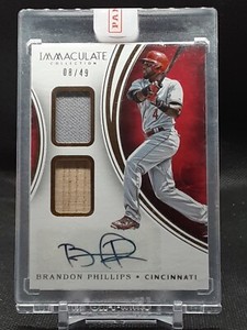 BRANDON PHILLIPS 2016 IMMACULATE AUTO DUAL RELIC #8/49 REDS