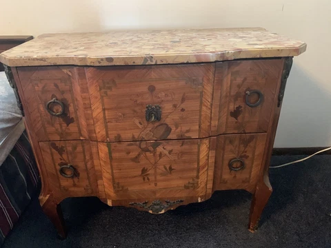 FRENCH LOUIS XV ANTIQUE STYLED MARBLE TOP  DRESSER CONSOLE CHEST Cover