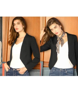 NWT $50 SZ XL Allegra K Collarless Work Office Business Casual Cropped Blazer - Picture 1 of 5