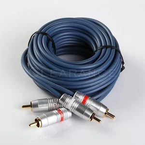 14FT METAL BODY GOLD PLATED Dual RCA Male to Male Audio Cable No Noise Free Ship - Picture 1 of 3