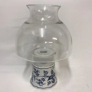 Blue Danube Japan Ceramic Candle Stick Holder Lamp With Clear Glass Globe Shade - Picture 1 of 11