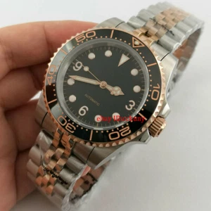 40mm esfera negra rosa dorada bisel estuche automático para hombre - Imagen 1 de 5