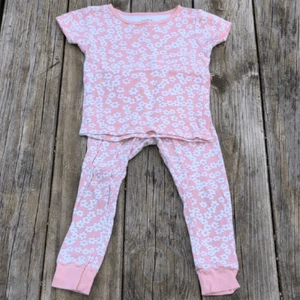 Carter's 3T Girls Coral Floral Short Sleeve And Long Pants Pajama Set - Picture 1 of 6