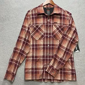 WRANGLER ATG Red Plaid Long Sleeve Shirt Men Medium Outdoor Western Metal Button - Picture 1 of 7