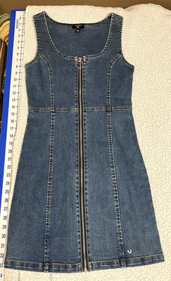 True Religion женщин синий джинсовой ткани молнии спереди платье джемпер размер S/P отличном состоянии - Изображение 1 из 4