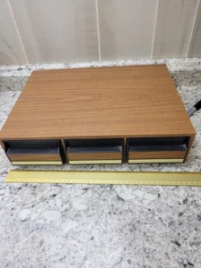 Vintage Faux Wood 3-Drawer Cassette Tape Storage Cabinet (Holds 42) - Picture 1 of 11