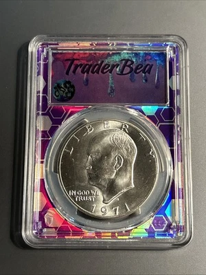 1971-S Silver Eisenhower Dollar PCGS MS 66 In Customer Traderbea Purple Core - Image 1 of 2