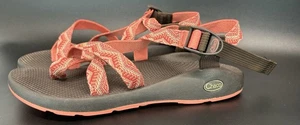 Chaco ZX/2 Strappy Hiking Sandals Size 12 Orange Zig Zag Vibram Soles Toe Loop - Picture 1 of 9