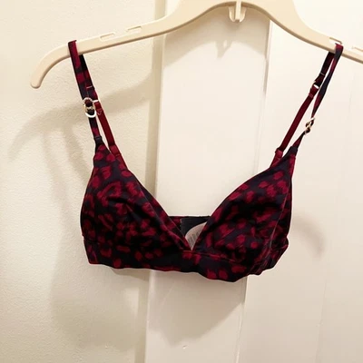 Bralette Stella McCartney Azul Rojo Pequeño Leopardo Estampado Animal Foto 1 de 4