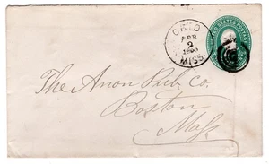 Cato MS Rankin County (1857/1909) Postal Entire to Bsoton MA 1890 - Picture 1 of 2