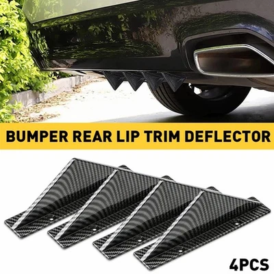 4x Car Carbon Fiber Lip Bumper Rear Diffuser Shark Splitter Fins Accessories New - Image 1 of 4