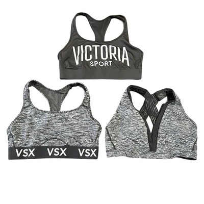 Victoria Secret Sport Sports Bra Lot Women’s Large Black White Gray Gym Bundle 3 - Image 1 of 4