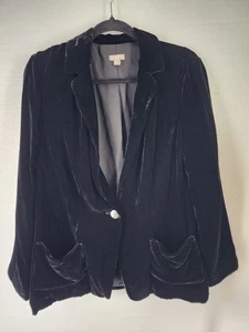 Blazer J Jill Terciopelo Negro Mujer Mediano Rayón Seda Manga Larga Formal Vacaciones - Imagen 1 de 11