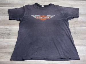 Vintage 80s Harley Davidson Detroit T-Shirt Perfect Sun Faded Classic Logo Sz XL - Picture 1 of 10