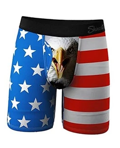 Hammock Support Long Leg Boxer Briefs for Men | X-Large American Flag Eagle - Picture 1 of 6