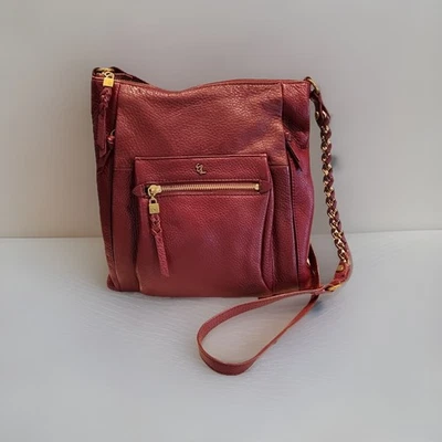 Bolso Bandolera de Hombro Elliott Lucca Gwen Borgoña Cuero Genuino **BONITO** Foto 1 de 4
