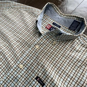 Chaps Men's Shirt Size XL Blue Plaid Button Down Short Sleeve Easy Care - Picture 1 of 7