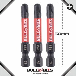 3 x PZ3 50 mm lang magnetischer Schlagschrauber Bohrschrauber Bits Pozi NO.2 - Bild 1 von 2