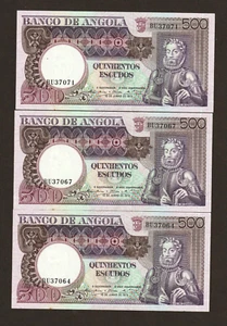 Angola 500 Escudos 1973 P-107 AU x 3 - Picture 1 of 2