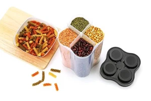 Plastic Lock Food Storage 4 Section Container Jar for Grocery for Home & kitchen - Picture 1 of 1