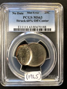 🔥STUNNING🔥 MINT ERROR PCGS MS63 1965 QUARTER 60% OFF CENTER 🔥 HUGE METAL FLOW - Picture 1 of 4
