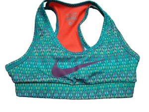 Nike Pro Girls Size 6/7 XS Active Sports Bra Teal Purple Yellow Big Swoosh - Picture 1 of 3