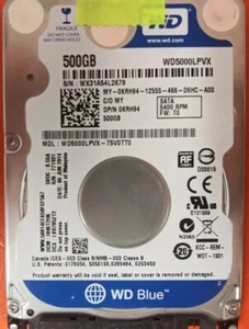 ⭐️⭐️⭐️⭐️⭐️ HDD Hard Drive SATA Laptop 2.5" WD5000LPVX-75V0TT0 500GB KRH94 - Picture 1 of 2