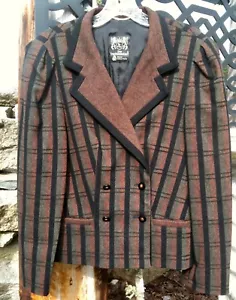 EUC Vtg German Octoberfest Bavarian 100% Wool Plaid Blazer Lined M/L Lightweight - Picture 1 of 12