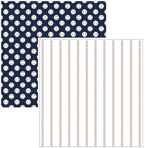 Baseballs, stripes, DS scrapbook paper - Ameican Crafts AMSPO12 - Picture 1 of 2