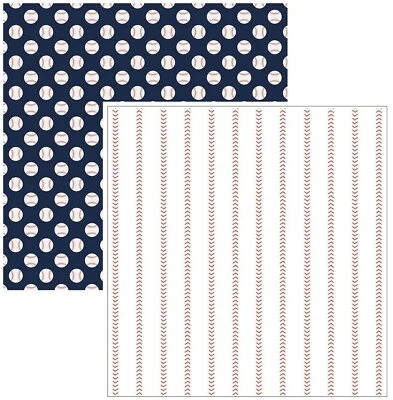 Baseballs, stripes, DS scrapbook paper - Ameican Crafts AMSPO12 - Image 1 of 2