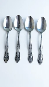 Rogers Stainless Steel Precious Rose Pattern Spoons Made In Korea 4 Flatware - Picture 1 of 7