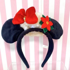Tokyo Disneyland Resort Minnie Christmas 2008 Headband Red Ribbon Fluffy Rare - Picture 1 of 24
