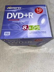 Memorex DVD+R 10 Pack 8x 4.7 Gb 129 Min Video New In Pack - Picture 1 of 12