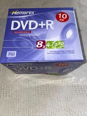 Memorex  DVD+R 10 Pack 8x 4.7 Gb 129 Min Video New In Pack - Image 1 of 4