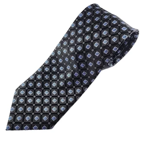 Collections by Tango Blue with Squares and Dots Silk Tie Necktie - Like New - Picture 1 of 4