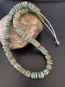 Grüner Royston Türkis Navajo Sterlingsilber Halskette 22" 11705 - Bild 1 von 12