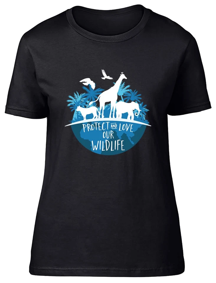 BABY ORIGINALS Wildlife Womens T-Shirt Protect and Love Animal Lover Ladies Gift Tee
