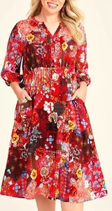 TS TAKING SHAPE plus size L / 22 Natural Fez Tiles Dress floaty NWT rrp$180! - Picture 1 of 5