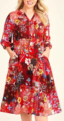 TS TAKING SHAPE plus size XL / 24 Natural Fez Tiles Dress floaty NWT rrp$180! - image 1 of 4