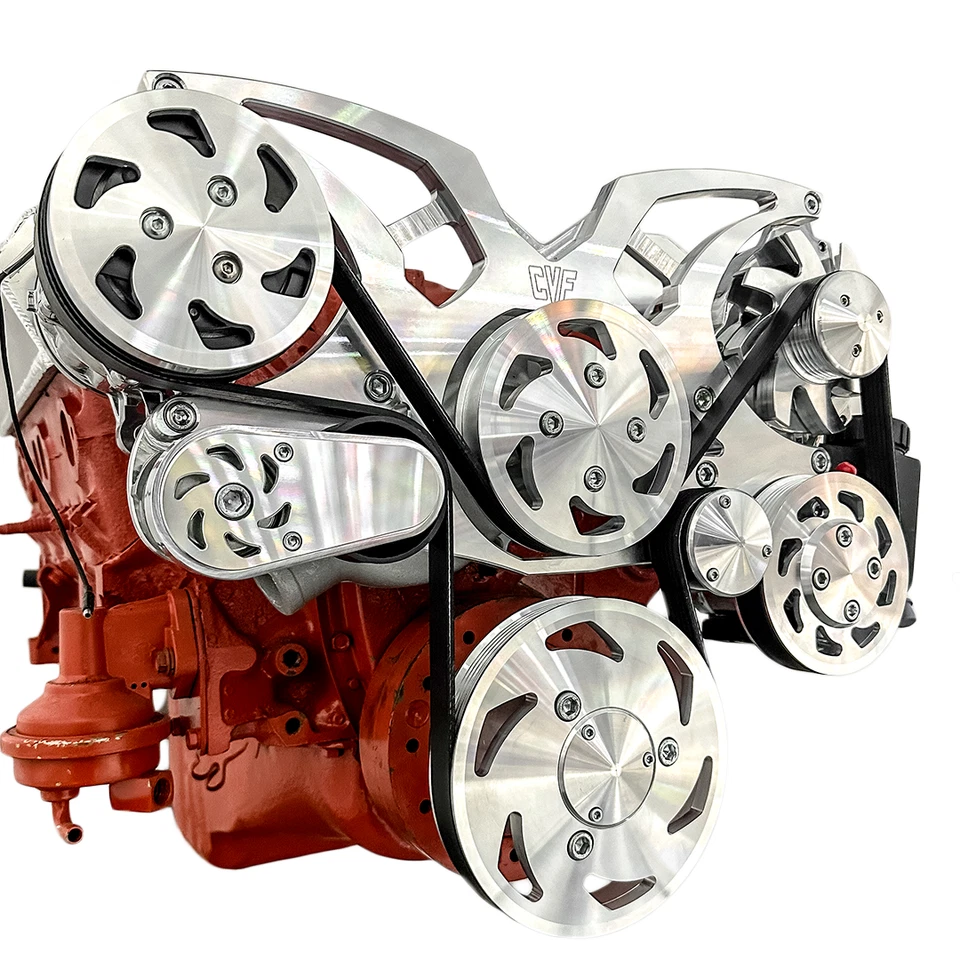 Kit de conversão de polia Chevy Serpentine bloco pequeno ALT PS A/C SBC 350 383 - Imagem 1 de 4