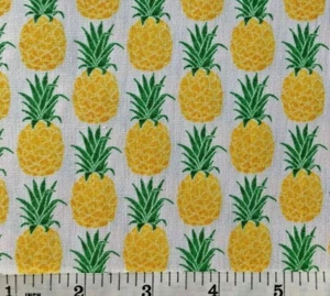 Golden Yellow Pineapples on White - Quilt Fabric - Yard - Picture 1 of 4