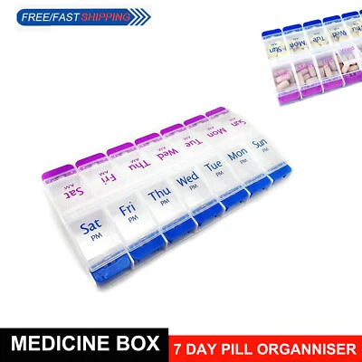 7 Day AM/PM Pill Organiser Box Medicine Tablet Dispenser Weekly Storage Case UK