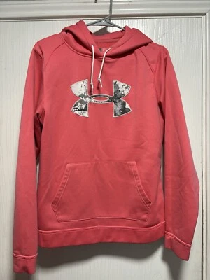Under Armour Hoodie Sweatshirt Womens Medium Coral Pink Camo Camouflage Logo - Image 1 of 4